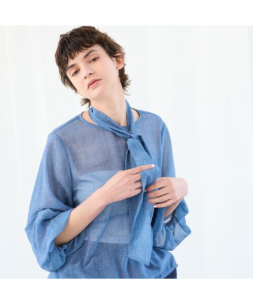 R-ISM / リズム シャツ・ブラウス | 【セットアップ対応・洗える・S/M/Lサイズ】シフォンデニムプリントブラウス | 詳細11