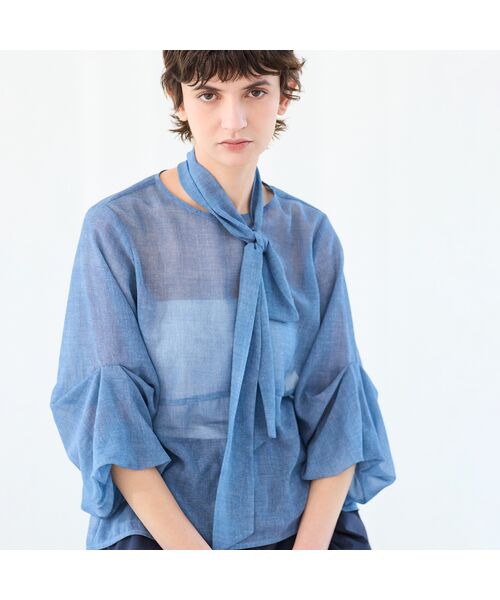 R-ISM / リズム シャツ・ブラウス | 【セットアップ対応・洗える・S/M/Lサイズ】シフォンデニムプリントブラウス | 詳細12