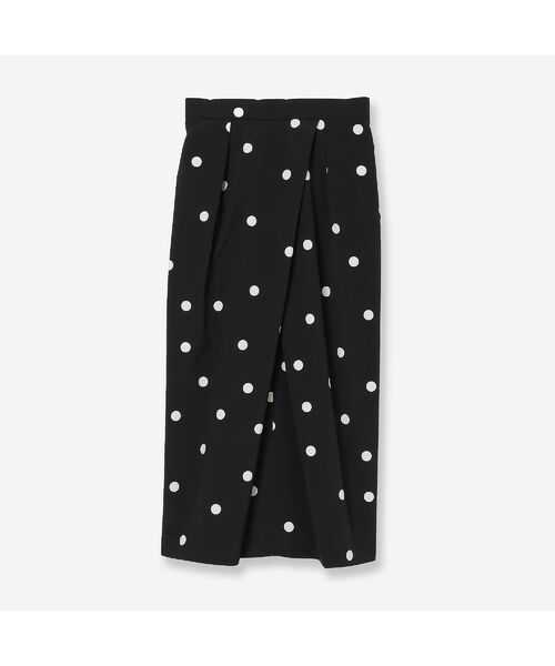 R-ISM / リズム ミニ・ひざ丈スカート | 【洗える・S/M/Lサイズ】ドットプリントタフタスカート（ブラック）