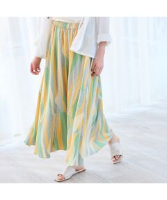 R-ISM / リズム ミニ・ひざ丈スカート | 【洗える・S/M/Lサイズ】ジオメトリックプリント×チュールスカート