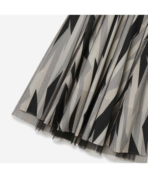 R-ISM / リズム ミニ・ひざ丈スカート | 【洗える・S/M/Lサイズ】ジオメトリックプリント×チュールスカート | 詳細2