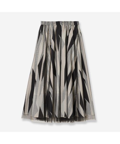 R-ISM / リズム ミニ・ひざ丈スカート | 【洗える・S/M/Lサイズ】ジオメトリックプリント×チュールスカート | 詳細3