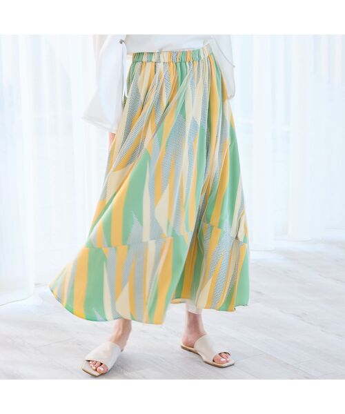 R-ISM / リズム ミニ・ひざ丈スカート | 【洗える・S/M/Lサイズ】ジオメトリックプリント×チュールスカート | 詳細4