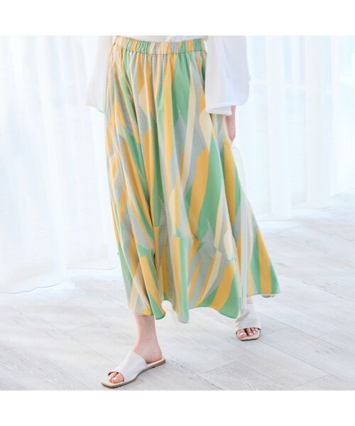 R-ISM / リズム ミニ・ひざ丈スカート | 【洗える・S/M/Lサイズ】ジオメトリックプリント×チュールスカート | 詳細5