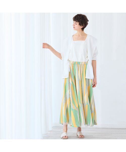 R-ISM / リズム ミニ・ひざ丈スカート | 【洗える・S/M/Lサイズ】ジオメトリックプリント×チュールスカート | 詳細6