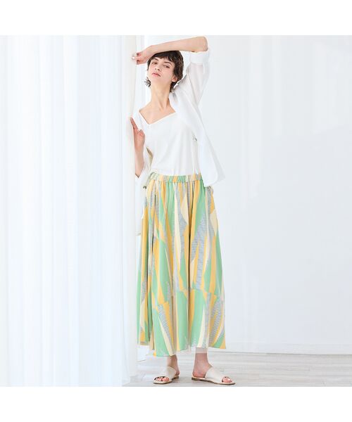 R-ISM / リズム ミニ・ひざ丈スカート | 【洗える・S/M/Lサイズ】ジオメトリックプリント×チュールスカート | 詳細9