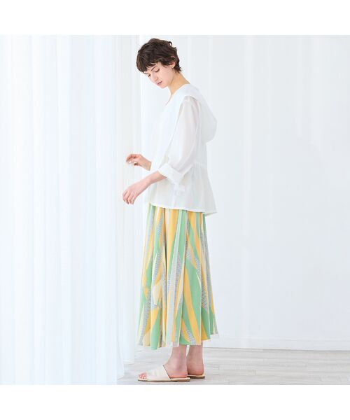 R-ISM / リズム ミニ・ひざ丈スカート | 【洗える・S/M/Lサイズ】ジオメトリックプリント×チュールスカート | 詳細10