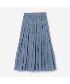 R-ISM / リズム ミニ・ひざ丈スカート | 【セットアップ対応・洗える・S/M/Lサイズ】シフォンデニムプリントスカート