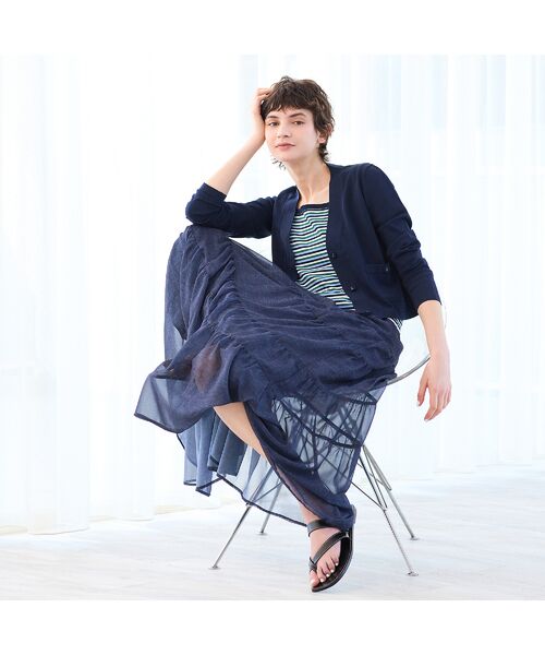 R-ISM / リズム ミニ・ひざ丈スカート | 【セットアップ対応・洗える・S/M/Lサイズ】シフォンデニムプリントスカート | 詳細10