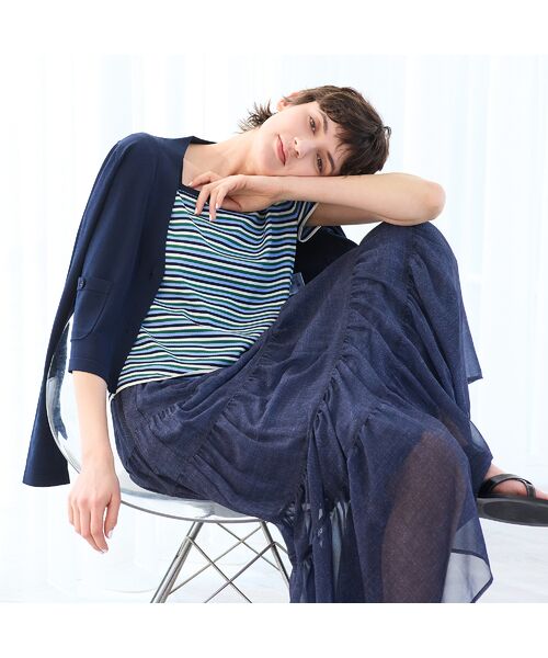 R-ISM / リズム ミニ・ひざ丈スカート | 【セットアップ対応・洗える・S/M/Lサイズ】シフォンデニムプリントスカート | 詳細13