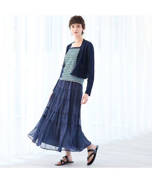 R-ISM / リズム ミニ・ひざ丈スカート | 【セットアップ対応・洗える・S/M/Lサイズ】シフォンデニムプリントスカート | 詳細5