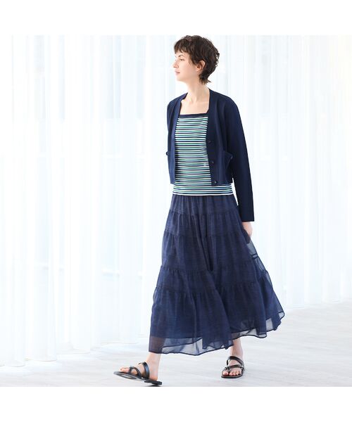 R-ISM / リズム ミニ・ひざ丈スカート | 【セットアップ対応・洗える・S/M/Lサイズ】シフォンデニムプリントスカート | 詳細6