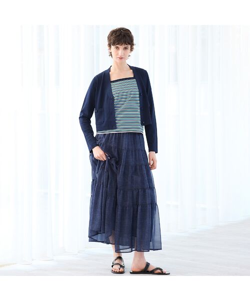 R-ISM / リズム ミニ・ひざ丈スカート | 【セットアップ対応・洗える・S/M/Lサイズ】シフォンデニムプリントスカート | 詳細7