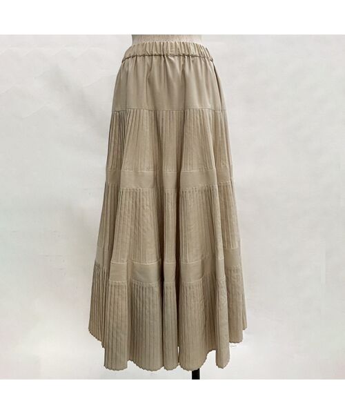 R-ISM / リズム ミニ・ひざ丈スカート | 【追加生産・新色登場】3段プリーツスカート（ベージュ）