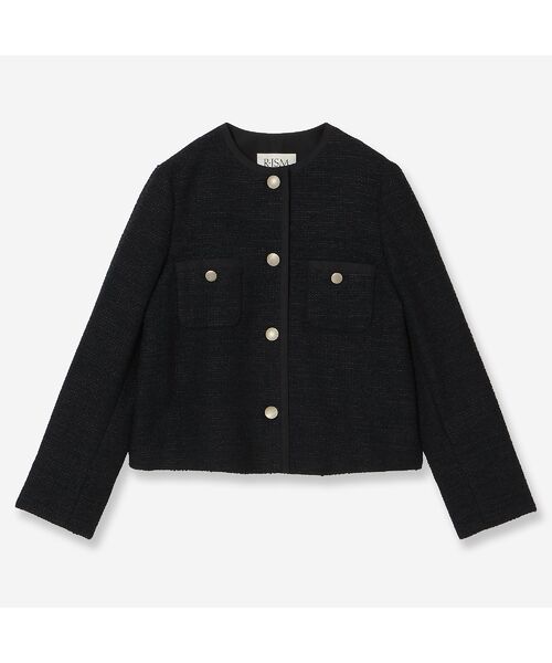 R-ISM / リズム ノーカラージャケット | 【S/M/Lサイズ】ツイードノーカラージャケット（ブラック）