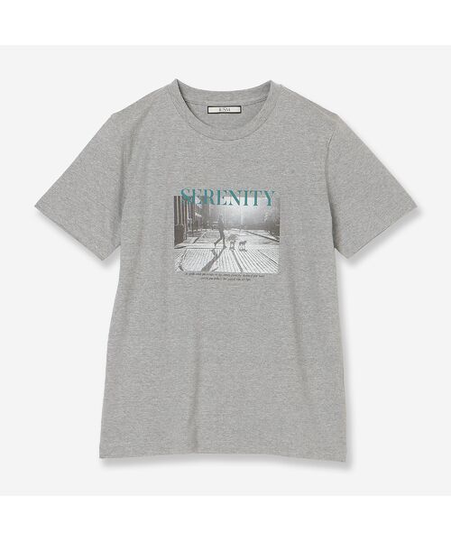 R-ISM / リズム カットソー | 【R-ISM人気アイテム・洗える】フォトプリントTシャツ（DOG）（ライトグレー）