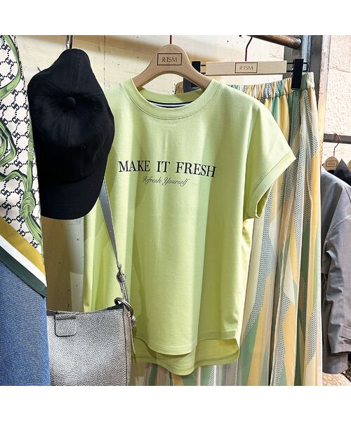 R-ISM / リズム カットソー | 【接触冷感・紫外線防止・洗える】ロゴTシャツ（MAKE IT FRESH）（ライトイエロー）