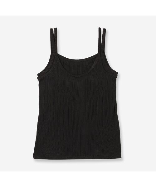 R-ISM / リズム キャミソール・チューブトップ | 【全4色・洗える】カップ付きランダムテレコキャミソール（ブラック）