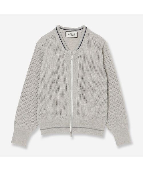 R-ISM / リズム カーディガン・ボレロ | 【アンサンブル対応・洗える】ストローヤーンニットブルゾン（ライトグレー）