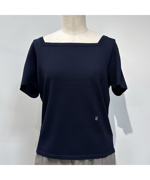 R-ISM / リズム ニット・セーター | 【全4色・洗える】スクエアネックニットプルオーバー（ダークブルー）