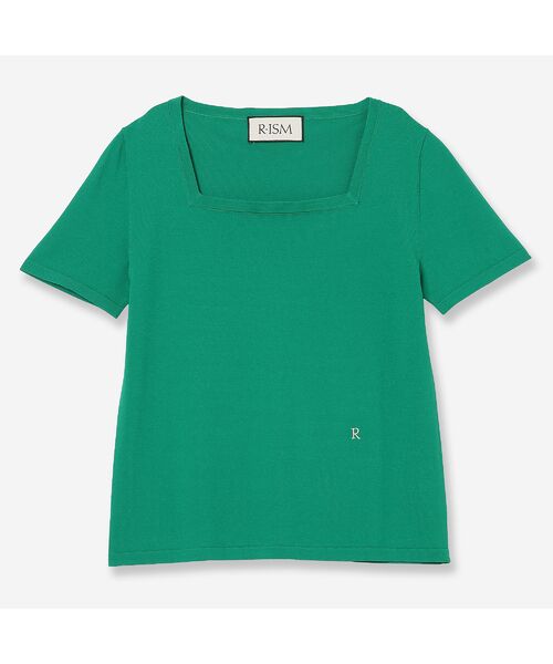R-ISM / リズム ニット・セーター | 【全4色・洗える】スクエアネックニットプルオーバー（グリーン）