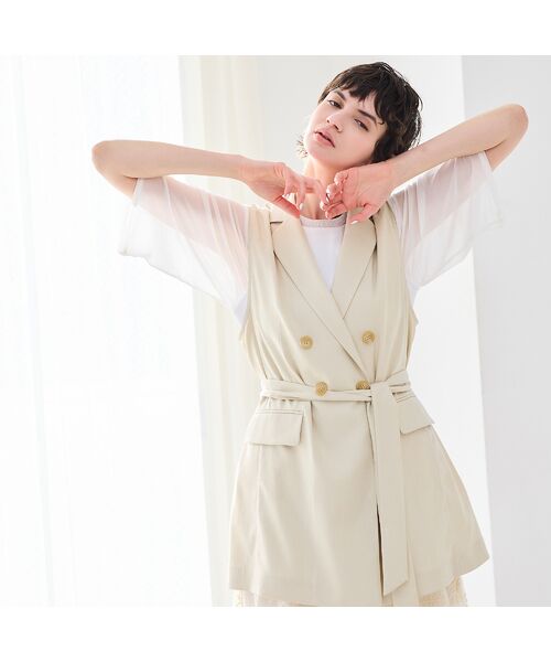 R-ISM / リズム ベスト | 【セットアップ対応・洗える・ウエストリボン】ストレッチダブルジレ | 詳細1