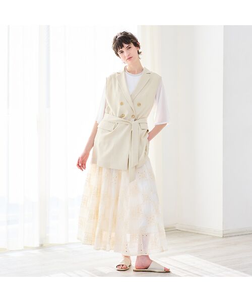 R-ISM / リズム ベスト | 【セットアップ対応・洗える・ウエストリボン】ストレッチダブルジレ | 詳細11