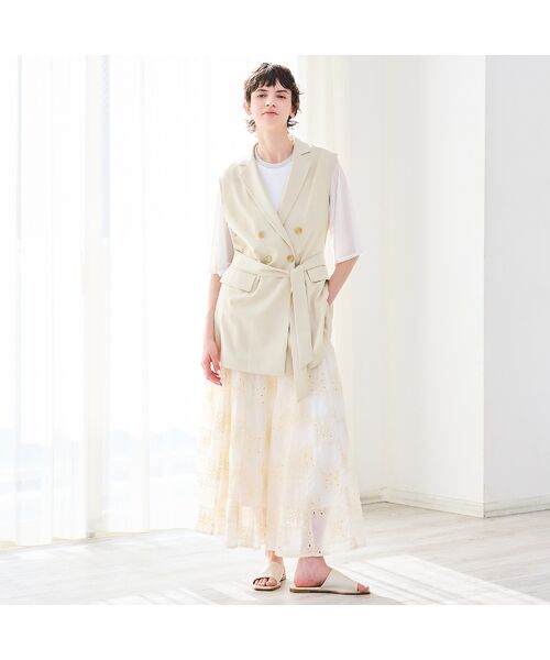 R-ISM / リズム ベスト | 【セットアップ対応・洗える・ウエストリボン】ストレッチダブルジレ | 詳細12