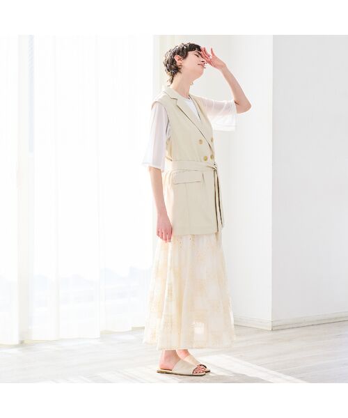 R-ISM / リズム ベスト | 【セットアップ対応・洗える・ウエストリボン】ストレッチダブルジレ | 詳細15