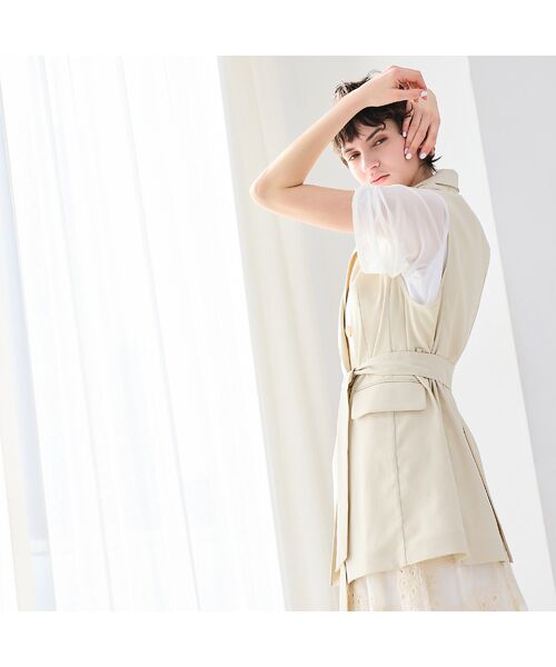 R-ISM / リズム ベスト | 【セットアップ対応・洗える・ウエストリボン】ストレッチダブルジレ | 詳細2