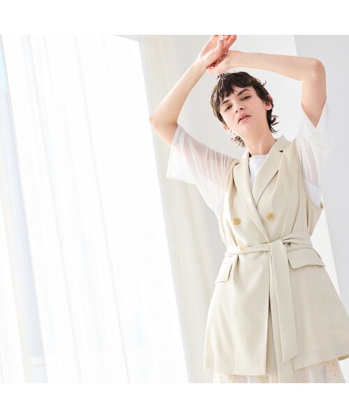 R-ISM / リズム ベスト | 【セットアップ対応・洗える・ウエストリボン】ストレッチダブルジレ | 詳細3