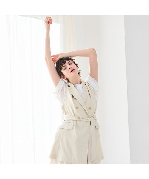 R-ISM / リズム ベスト | 【セットアップ対応・洗える・ウエストリボン】ストレッチダブルジレ | 詳細4