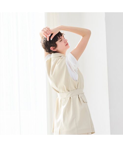 R-ISM / リズム ベスト | 【セットアップ対応・洗える・ウエストリボン】ストレッチダブルジレ | 詳細5