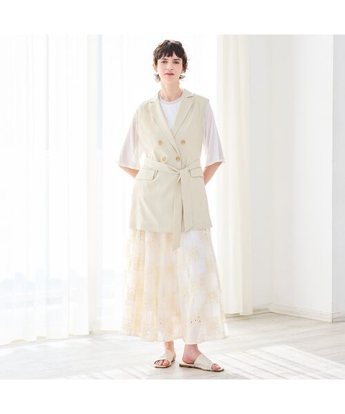 R-ISM / リズム ベスト | 【セットアップ対応・洗える・ウエストリボン】ストレッチダブルジレ | 詳細9