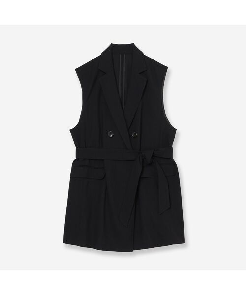 R-ISM / リズム ベスト | 【セットアップ対応・洗える・ウエストリボン】ストレッチダブルジレ（ダークブルー）