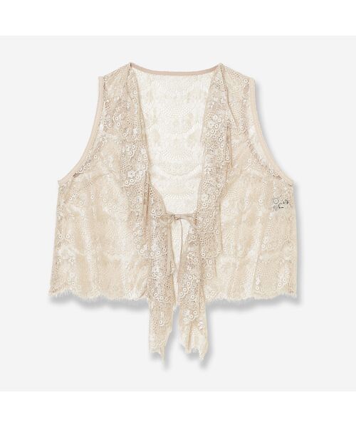 R-ISM / リズム ベスト | 【トレンドアイテム】スカラップレースショートジレ（ライトベージュ）