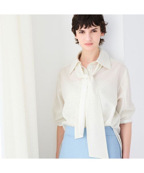 R-ISM / リズム シャツ・ブラウス | 【洗える・リボンタイ付き】ウォッシャブルストライプシャツ | 詳細1