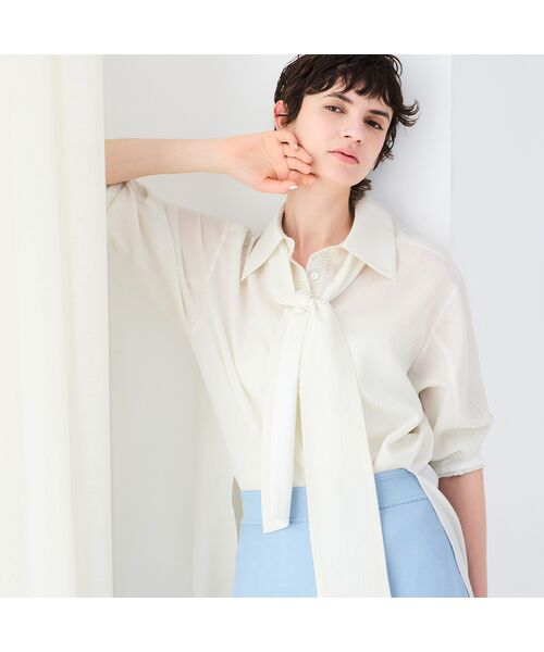 R-ISM / リズム シャツ・ブラウス | 【洗える・リボンタイ付き】ウォッシャブルストライプシャツ | 詳細2