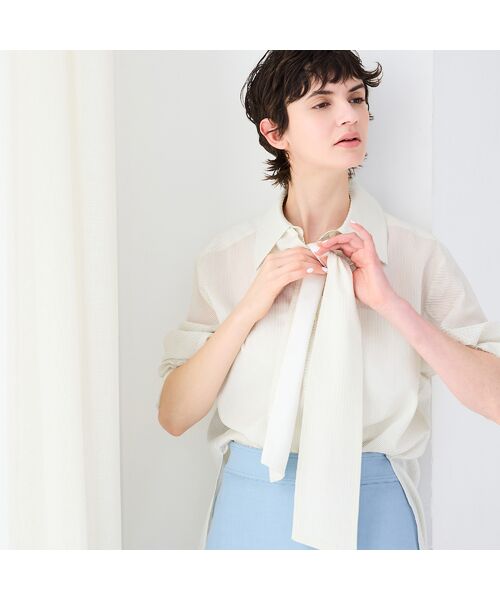R-ISM / リズム シャツ・ブラウス | 【洗える・リボンタイ付き】ウォッシャブルストライプシャツ | 詳細3