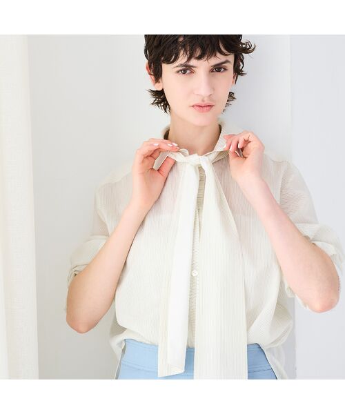 R-ISM / リズム シャツ・ブラウス | 【洗える・リボンタイ付き】ウォッシャブルストライプシャツ | 詳細4
