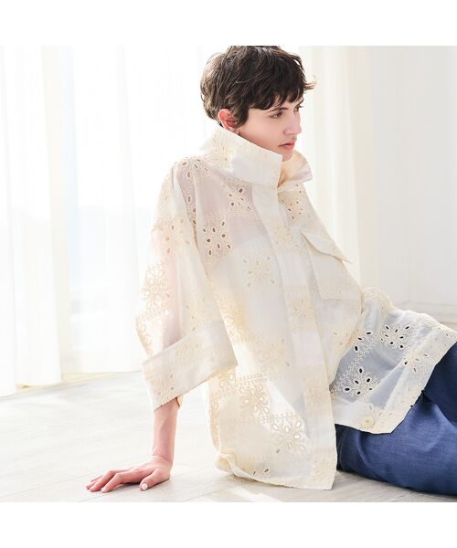 R-ISM / リズム シャツ・ブラウス | 【セットアップ対応・洗える・S/M/Lサイズ】エンブロイダリーレースシャツ | 詳細7