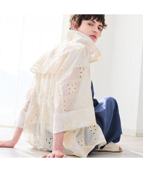 R-ISM / リズム シャツ・ブラウス | 【セットアップ対応・洗える・S/M/Lサイズ】エンブロイダリーレースシャツ | 詳細8
