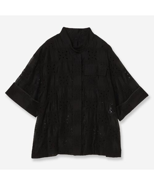 R-ISM / リズム シャツ・ブラウス | 【セットアップ対応・洗える・S/M/Lサイズ】エンブロイダリーレースシャツ（ブラック）