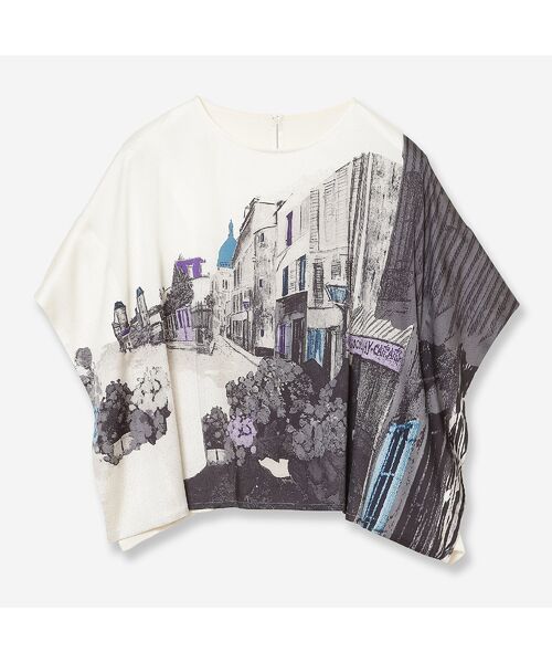 R-ISM / リズム シャツ・ブラウス | 【セットアップ対応・洗える】ランドスケーププリントブラウス（ブラック）