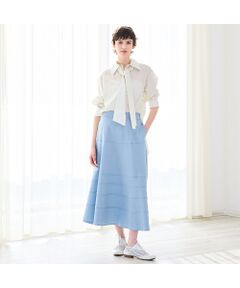 R-ISM / リズム ミニ・ひざ丈スカート | 【洗える・S/M/Lサイズ】デニムライクフレアスカート