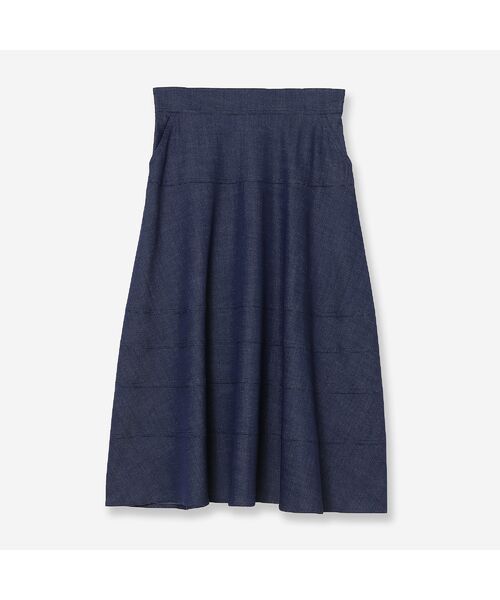 R-ISM / リズム ミニ・ひざ丈スカート | 【洗える・S/M/Lサイズ】デニムライクフレアスカート（ダークブルー）