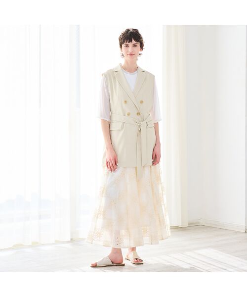 R-ISM / リズム ミニ・ひざ丈スカート | 【セットアップ対応・洗える・S/M/Lサイズ】エンブロイダリーレ－ススカート | 詳細1