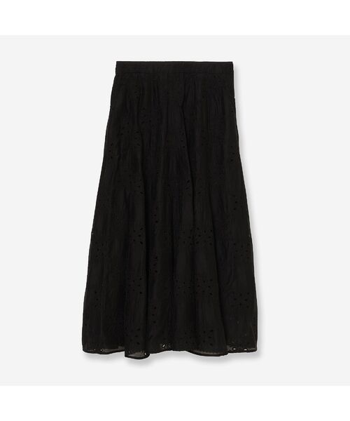 R-ISM / リズム ミニ・ひざ丈スカート | 【セットアップ対応・洗える・S/M/Lサイズ】エンブロイダリーレ－ススカート（ブラック）