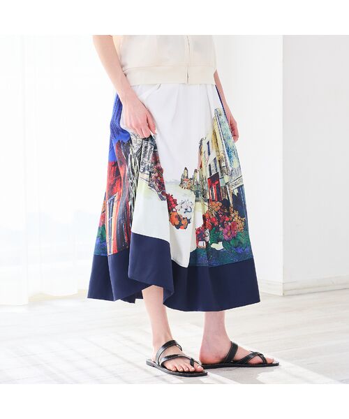 R-ISM / リズム ミニ・ひざ丈スカート | 【セットアップ対応・洗える・S/M/Lサイズ】ランドスケーププリントスカート | 詳細11