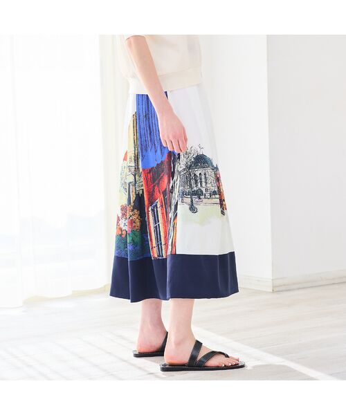 R-ISM / リズム ミニ・ひざ丈スカート | 【セットアップ対応・洗える・S/M/Lサイズ】ランドスケーププリントスカート | 詳細12